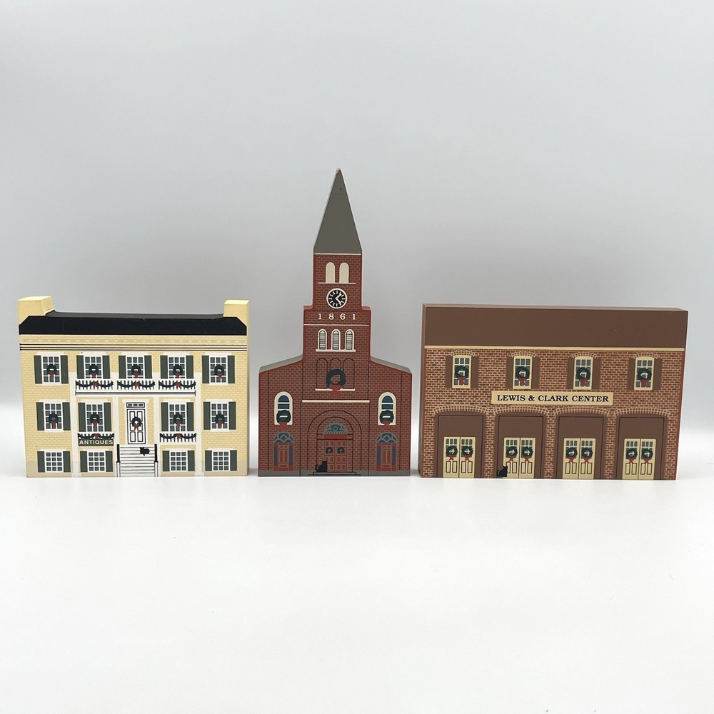 Vintage 1993 Cats Meow Village St Charles Christmas Series 3 Pc Lot Buildings